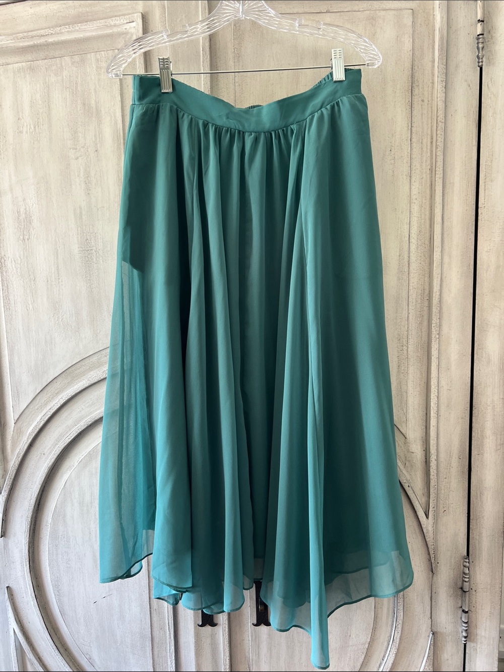 Teal Chiffon Maxi Skirt - Elegant Flow